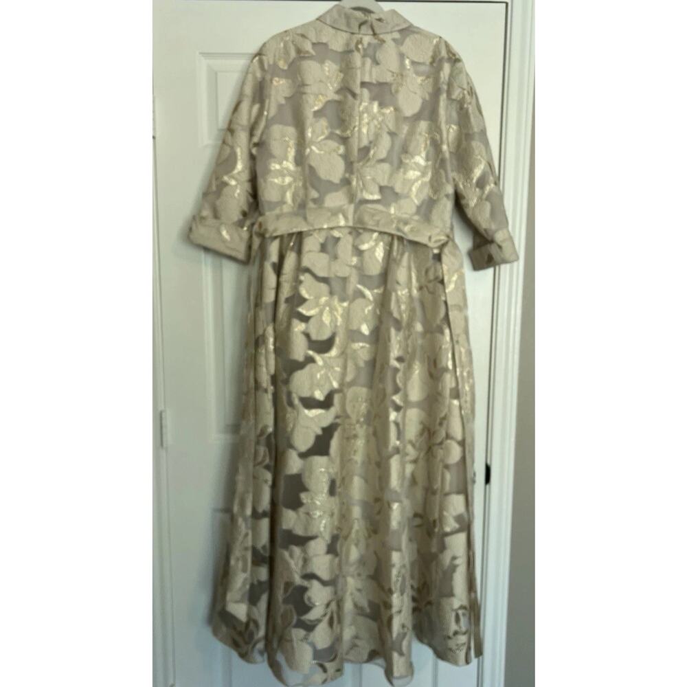 ALEX Evenings Jacquard Gold Mother Of The Bride Dress Gown Point Collar 14 16 - Picture 16 of 16